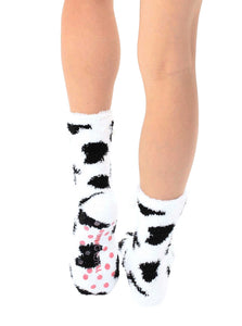 Fuzzy Cow Slipper/Socks