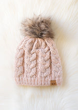 Load image into Gallery viewer, Blush Cable Knit Pom Hat
