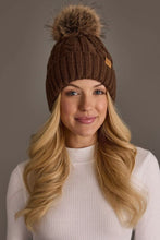 Load image into Gallery viewer, Brown Cable Knit Pom Hat
