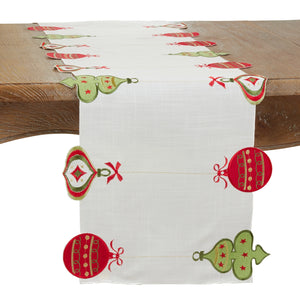 White Embroidered Ornaments Runner