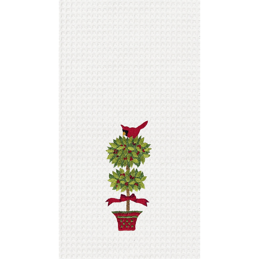 Cardinal in Topiary Towel