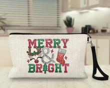 Load image into Gallery viewer, Merry &amp; Bright Wristlet/Makeup Bag
