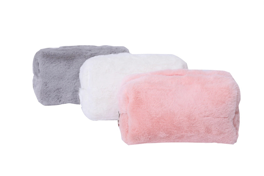 Faux Fur Pouch Gray