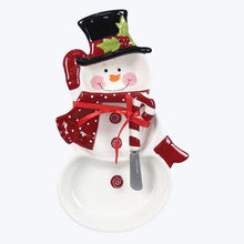 Load image into Gallery viewer, Snowman Chip &amp; Dip Bowl With Spreader
