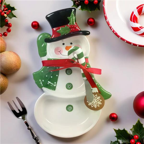 Winter Snowman Chip & Dip Platter