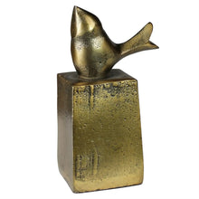 Load image into Gallery viewer, Brass Bird on Block
