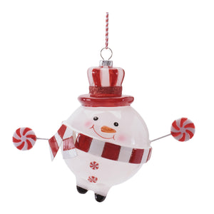 Peppermint Snowman Ornament