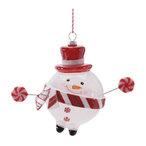 Peppermint Snowman Ornament