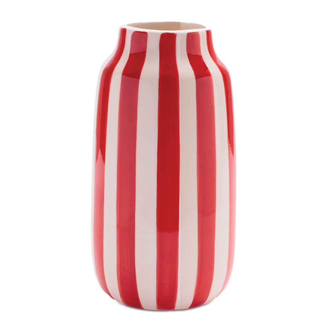 Red & White Stripe Vase