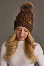 Load image into Gallery viewer, Brown Cable Knit Pom Hat
