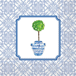 Blue Topiary Cocktail Napkin