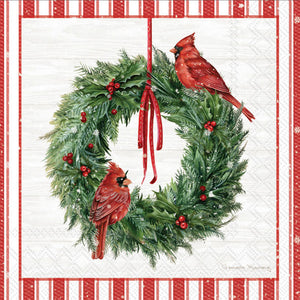 Cardinal Wreath Cocktail Napkins