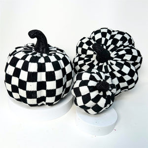 Black and White Checked Pumpkin