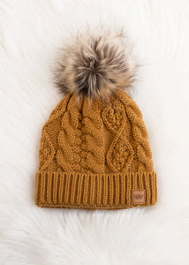 Camel Cable Knit Hat