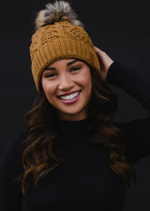 Camel Cable Knit Hat