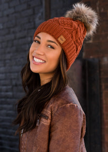 Rust Cable Knit Hat