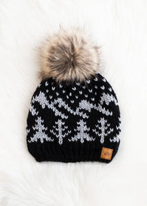 Patterned Black & Gray Hat