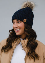 Load image into Gallery viewer, Navy Cable Knit Hat
