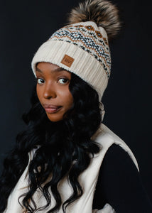 Cream, Black Camel Pom Hat