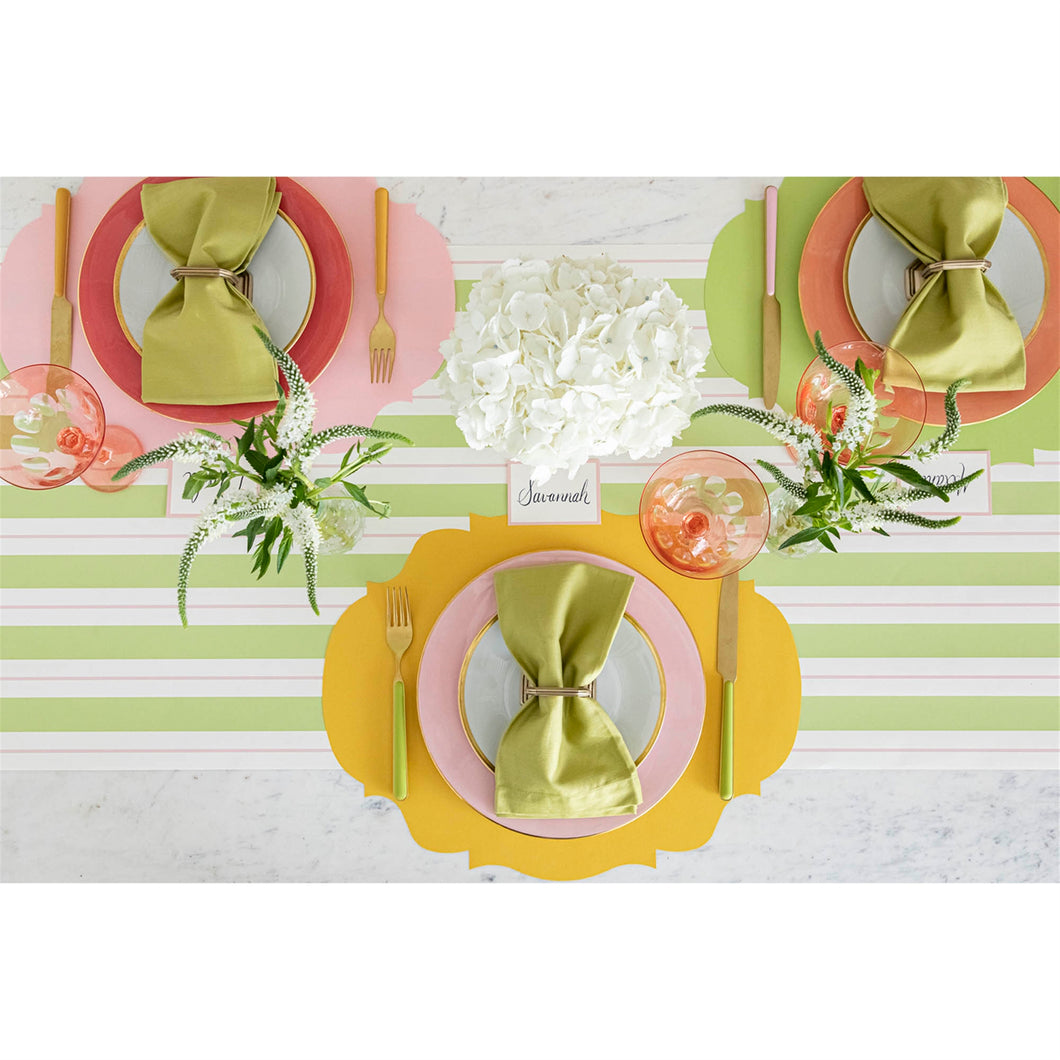 Paper Green & Pink Awning Table Runner