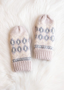 Blush Patterned Hat and Mittens