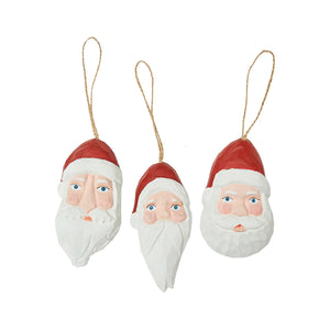 Carved Wood Santa Ornament