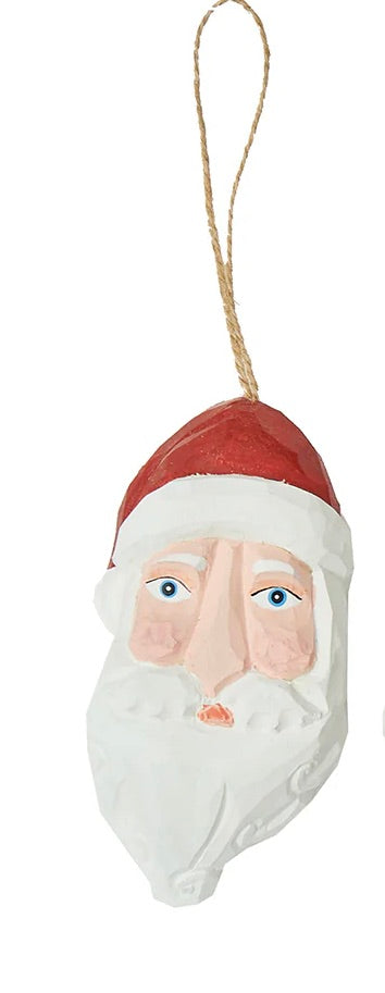 Carved Wood Santa Ornament