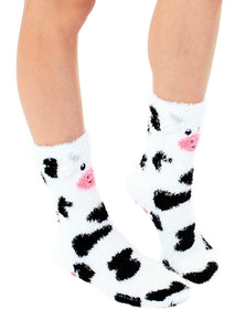 Fuzzy Cow Slipper/Socks