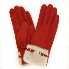 Load image into Gallery viewer, Faux Suede Touchscreen Gloves with Buckle
