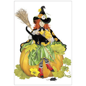 Pumpkin Garden Witch Towel