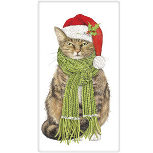 Green Scarf Cat Towel