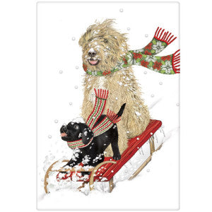 Sledding Poodle Towel