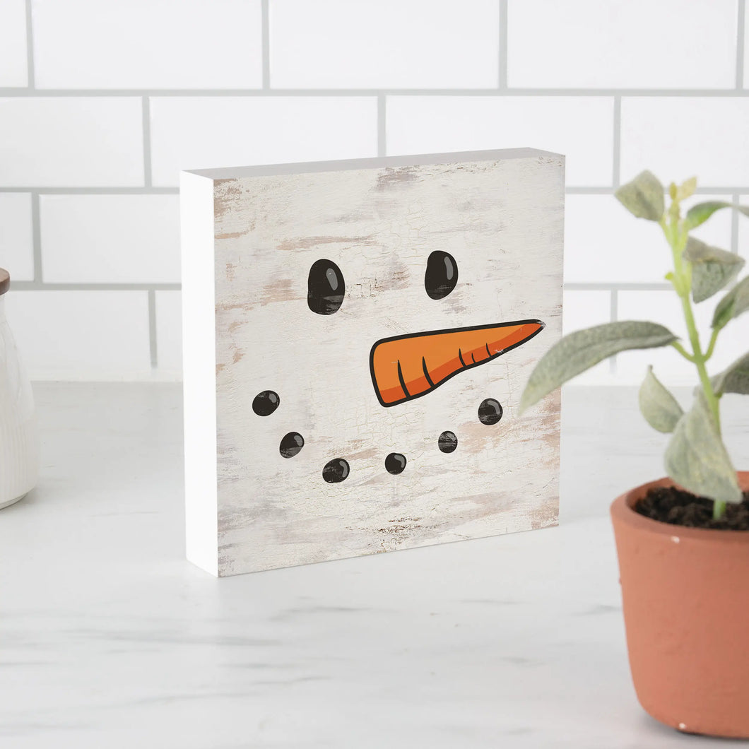 Snowman Face Block Art