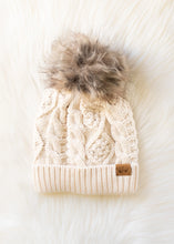 Load image into Gallery viewer, Beige Cable Knit Pom Hat
