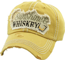 Load image into Gallery viewer, Sunshine &amp; Whiskey Washed Vintage Ballcap
