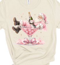 Load image into Gallery viewer, Champagne Santa Rhinestone Long Sleeved T-Shirt
