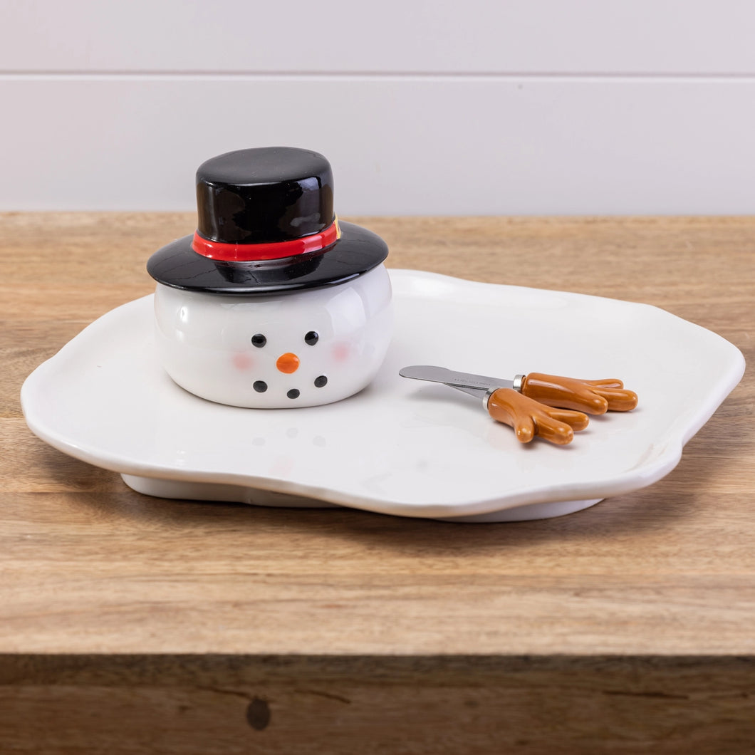 Melted Snowman Plate and Spreader