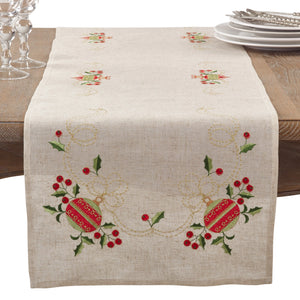 Embroidered Ornament Table Runner