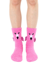 Load image into Gallery viewer, Fuzzy Flamingo Socks/Slippers
