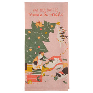 Holiday Tea Towel Cat