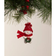 Load image into Gallery viewer, Snowman with Wreath Ornament
