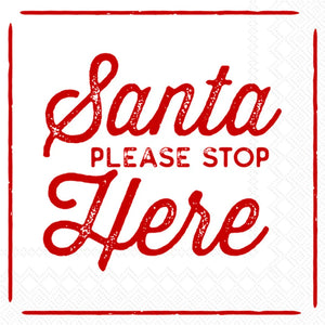 Santa Stop Here Cocktail Napkins