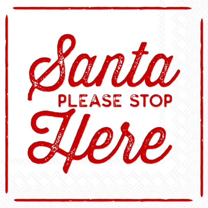 Santa Stop Here Cocktail Napkins