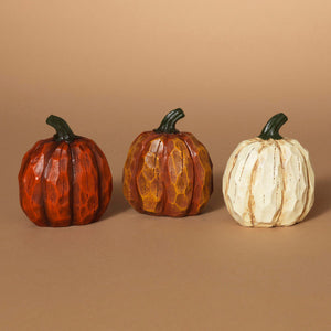 4" Wood Look Pumpkin