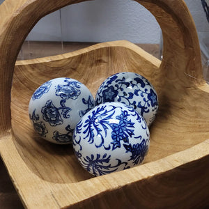 Blue & White Chinoiserie Ceramic Ball