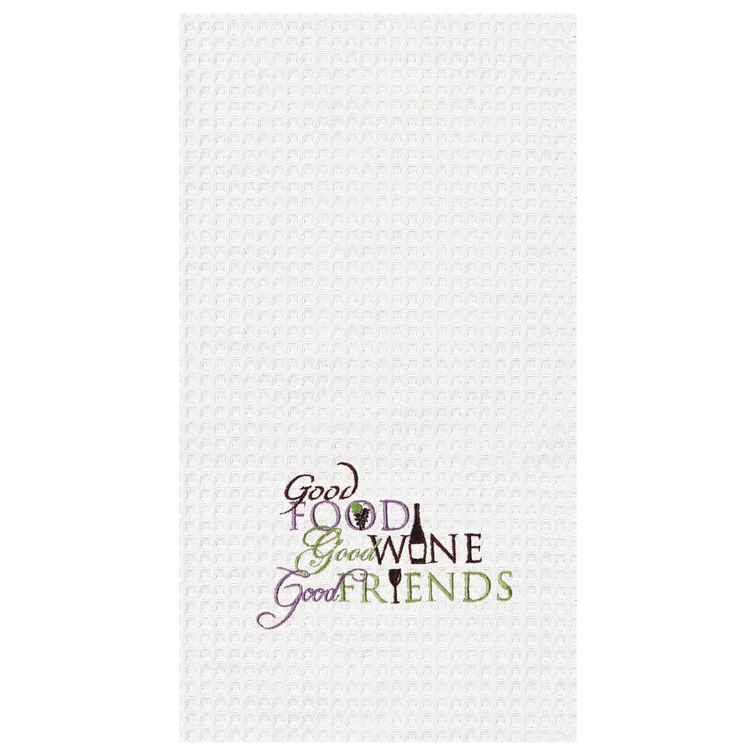 Food, Wine, Friends Towel