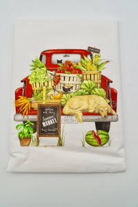 Red Truck Market Flour Sack Towel