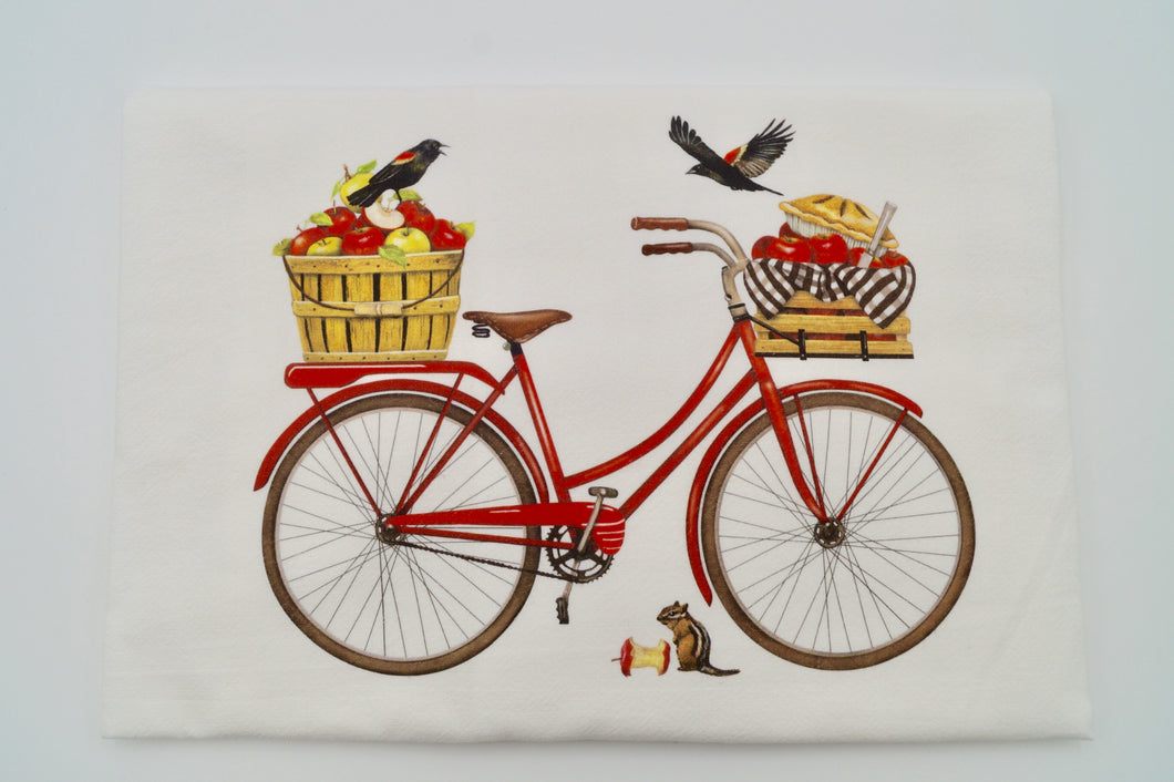 Red Bike Apple Flour Sack Towel