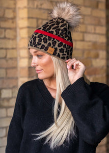 Leopard with Red Stripe Hat