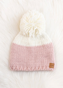 Blush Color Block Knit Hat
